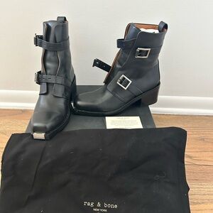 Rag & Bone Fallon Black Leather Ankle Boots